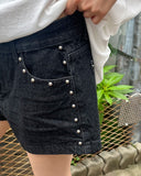 Tiki Rivet Stud Cotton Shorts Short Pants