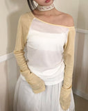 Ella Raglan One-Shoulder Long Sleeve T-Shirt