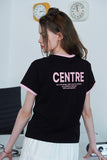 BUTTON CROP Ringer Tee