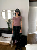 Rachyu  Vintage Stripe Slim Short Sleeve T-shirt