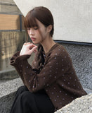 Kura Dot Sleeveless Frill Cardigan Set