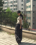 Eveny shirring volume hole short sleeve knit