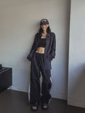Publi Side Zipper Nylon String Pants