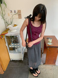 Duhin Basic Color Layered Round Sleeveless