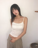 [with cup] Lipo Flower Lace Ribbon Sleeveless