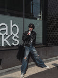 Dusty damage wide denim pants