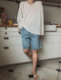 Crema linen V-neck knit