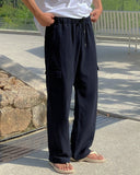 Linen Banding Cargo Wide Pants