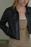 Minimal Crop Vegan Leather Jacket