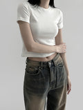 Rebed brushed cropped short sleeve T-shirt