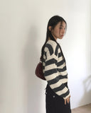 Yanky Stripe Deep U-Neck Layered Knitwear