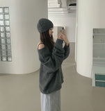 Punching Loose Fit Knit Beanie Point Set