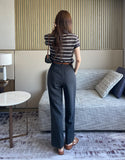 Seden Stripe Half-Button Collar Cool Knit