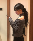 [Muffler set] Seleo Off-Shoulder Choker Knit Muffler Set