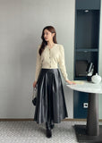 Chase Pleated Leather Long Skirt