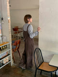 Friend Pocket Cotton Wide Overalls