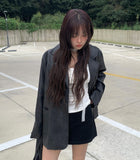 Avil Leather Overfit Blazer Jacket