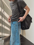 Rotin Studded Wide Denim Pants