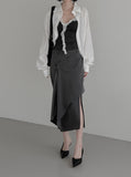 Frill Lace Wrap Slim Sleeveless