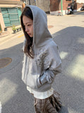 Diane Embroidered Patch Hood Zip-Up