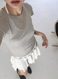 Quady see-through wool tensel layered short-sleeved T-shirt