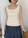 Dukins Color U-Neck Ribbed Sleeveless