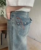 Meiku Carina Pocket Washed Denim Pants