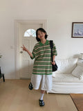 [Unisex] Yonder Color Stripe Collar Over Short Sleeve Knit