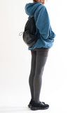 Metallic panel drawstring backpack