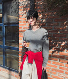 [wool80%] Cop Wool Layered V-Neck Knit