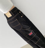 Carpenter Raw Union Jack Patch Stitch Long Wide Denim Pants