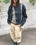 Two-fit Stripe Unbalanced Strap Long Sleeve T-Shirt