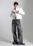 Gray Pin Wide Denim