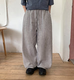 [unisex] Necket linen stripe banding pants