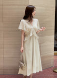 Seine V-neck Peplum Flare Chiffon One Piece