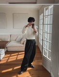 Harvey striped black pintuck denim
