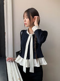 Sau Dot Ribbon Layered Cardigan