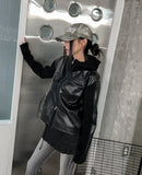 [LANARCH] Noble Leather Pocket Hooded Zip-Up