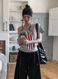 American Vintage Print Off Shoulder Short Sleeve