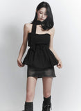 Ribbon flare halter top