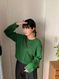 Cowzen Mix Color Round Knit Cardigan