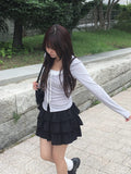 Dosi Ribbon Lace Slim Cardigan T-Shirt