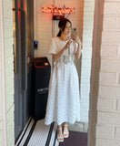 Poish Bubble Jacquard Flare Long One Piece