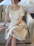 Love Square Flower Flare One Piece