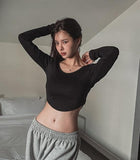 [U-BASIC] Mizuko crop round fleece long sleeves