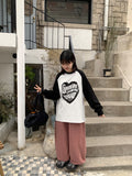 [unisex] Rittoy Heart Printing Ragrang Long Sleeve Tee