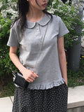 Bilo Frill Round Collar Short Sleeve T-Shirt