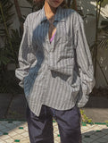 Gauze Stripe Cotton Over Shirt