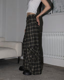 Maku checkered pocket long wide pants