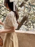 Heyri Flower Puff Short Sleeve Blouse